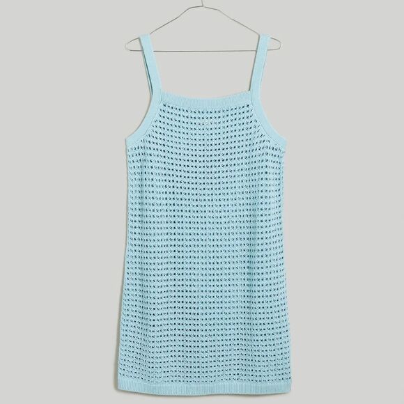 Madewell Crochet Cutaway Cover-Up Midi Dress Size XXS in Blue Heron NWT - Picture 6 of 8
